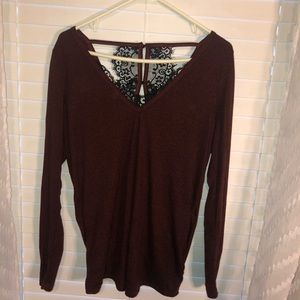 Lace open back sweater/blouse